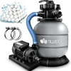 Image de tillvex® Système de filtration à sable pour piscine 7.900L/h incl. 400g de balles de filtration grises | Système de filtration vanne 7 voies & adaptateur 2en1 Ø32mm - 38mm | Filtre de piscine avec indicateur de pression | Filtre à sable pour piscines