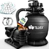 Image de tillvex® Système de filtration à sable pour piscine noir 13.200L/h jusqu'à 40.000L + 1200g de balles de filtration | Système de filtration vanne 7 voies & adaptateur 2en1 Ø32-38mm | Filtre de piscine auto-amorçant | Filtre à sable pour piscine