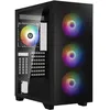 Image de Boîtier PC de type tour moyen BITFENIX Flow, couleur noire, compatible ATX, équipé de 4 ventilateurs ARGB de 120 mm, avec façade en mesh et fenêtre latérale en verre trempé