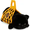 Image de Chat couché en peluche dans un sac en feutre Jouets orange 35 cm - Milo le chat noir