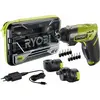 Image de Tournevis Ryobi ERGO-A2 4 V, 5 Nm, 10 embouts de 25 mm, 2 têtes, 200 tr/min, 1 batterie de 1,5 Ah