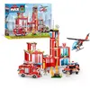 Image de Set de Construction - Fire Station Large (976 pieces) - Crée une caserne de pompiers avec véhicules et accessoires - Neuf