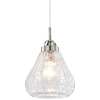 Image de Suspension nickel brossé / verre clair structuré avec 1 source lumineuse