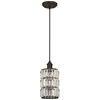 Image de Suspension Sophie bronze huilé et verre cristal avec 1 source lumineuse