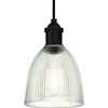 Image de Suspension Vintage bronze huilé et verre clair strié avec 1 source lumineuse