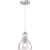 Image de Suspension à une flamme Fiona nickel brossé avec verre antique clair