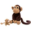 Image de Les Déglingos Peluche singe Zazou maman et son bébé marron chocolat