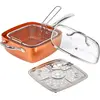 Image de InnovaGoods - Set de poêles céramiques multifonctions 5 en 1 Coppans, anti-adhérent, sans /PTFE, multifonctionnel : rôtir/cuire/frire/cuire à la vapeur/cuire au four