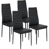 Image de FCH Chaise de salle à manger (4 pièces), chaise de cuisine à haut dossier, similicuir, pieds métalliques,Noir