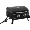 Image de Barbecue A Gaz De Table 2 Bruleurs Portable Avec Couvercle Acier Noir 55 X 46,5 X 41 Cm