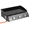 Image de Barbecue A Gaz 3 Bruleurs Avec Tuyau Plaque Antiadhesive Acier Inoxydable Argent 63 X 48 X 21 Cm