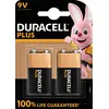 Image de Duracell MN1604 Plus pile 9V bloc 2 blisters