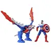 Image de Marvel Mech Strike Mechasaurs, figurine Captain America de 10 cm avec Redwing Mechasaur, jouet de super-héros - Neuf