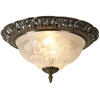Image de Plafonnier rustique Flush laiton antique verre satiné 33cm