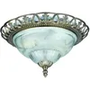 Image de Searchlight - Flush - Plafonnier Affleurant À 2 Ampoules En Laiton Antique Avec Diffuseur En Verre Givré, E14