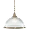Image de American Diner - Luminaire Suspendu À 1 Dôme En Laiton Antique, Verre Nervuré, E27 - Searchlight