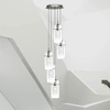 Image de Lustre contemporain Duo 1 Acier Argent Verre Chrome 5 Lumières E14