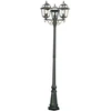 Image de lampadaire d'extérieur à 3 flammes (hauteur 230cm) noir or, verre transparent