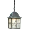 Image de Suspension Extérieure Genoa Métal Argenté Noir Et Verre Imitation Étain, E27 60w Maxi