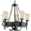Image de Searchlight Cartwheel - Plafonnier À 5 Bras Multiples Noir, Scavo Glass Five, E27