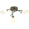 Image de Eglo - Searchlight Opera - Plafonnier Affleurant À 3 Ampoules À Bras Multiples En Laiton Antique Et Verre Opale, G9