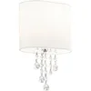 Image de Searchlight - Nina - 1lt Applique Murale Chrome, Cristal Clair, Abatjour Textile Blanc E14 Max 60w