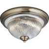Image de Flush IP44 plafonnier rond 29cm 2 flammes laiton antique verre clair