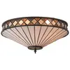 Image de Plafonnier rond FARGO marron 2xE27x20W, verre, dimensions : 17x41,5x41,5 cm, IP20, style Tiffany