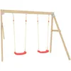 Image de Bras De Portique 2 Balançoires Rouges Pour Maisonnette Modulable En Bois Fsc®