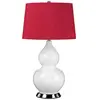 Image de Lampe de table en céramique Isla rouge et blanche, 1xE27x60W, céramique / plâtre, dimensions : 64x36x36 cm, IP20, Elstead