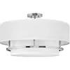 Image de Lustre Graham en nickel poli, 4 x E14 x 40 W, abat-jour en tissu, dimensions : 121,8 x 58,4 x 58,4 cm, IP20, Hinkley