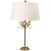 Image de Lampe de table avec abat-jour Amarilli, doré et blanc, 1xE27x60W, tissu, dimensions : 72x43x19 cm, IP20, Elstead