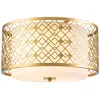 Image de Plafonnier rond Ziggy, laqué doré, 2xE27x60W, métal, dimensions : 22,9 x 40,6 x 40,6 cm, IP20, Elstead
