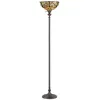 Image de Lampadaire, verre Tiffany, métal, bronze, H 177,8 cm