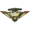 Image de Elstead Inglenook - Plafonnier Semi-affleurant Tiffany À 2 Ampoules, Bronze, E27
