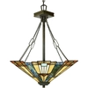 Image de Lustre Inglenook, brun foncé, 3xE27x60W, verre vitrail, dimensions : 221 x 44,5 x 44,5 cm, IP20, Quoizel