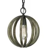 Image de Suspension Plafonnier Suspension Bois De Chêne Fer D 25,4 Cm 1 Flamme
