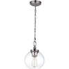 Image de Suspension Tabby, nickel poli, 1xE27x60W, verre, dimensions : 196,9 x 21,6 x 21,6 cm, IP20, Feiss