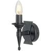 Image de Applique murale Saxon noire avec bougeoir, 1xE14x60W, métal, dimensions : 17x10x12,5 cm, IP20, Elstead