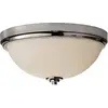 Image de Plafonnier rond Malibu, chrome poli et blanc, 2xE27x60W, verre, dimensions : 15,6 x 33,5 x 33,5 cm, IP44, Feiss