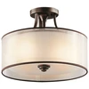 Image de Plafonnier, lin verre acier, bronze D 38,1 cm