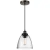 Image de Suspension Baskin, laiton vieilli, 1xE27x60W, verre, dimensions : 210,2 x 22,8 x 22,8 cm, IP20, Feiss