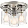 Image de Plafonnier Elstead Brinley E27 à 3 lampes, nickel brossé