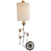 Image de Applique Lampe Acier Lin Abat-jour Argent H 68,6 Cm Lampe De Couloir 1 Flamme