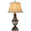 Image de Lampe de table avec abat-jour Augustine, couleur brun-crème, 1xE27x60W, tissu, dimensions : 89,5 x 50,8 x 50,8 cm, IP20, Feiss