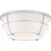 Image de Plafonnier rond Chance, chrome poli et blanc, 2xE27x60W, verre, dimensions : 13,6 x 32,7 x 32,7 cm, IP44, Quoizel
