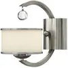 Image de Applique Lumineuse Acier Cristaux De Verre Nickel L 15,9 Cm Éclairage Couloir 2 Flammes
