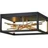 Image de Plafonnier LED carré Styx noir-pétales dorés-doré 8 W, blanc chaud, 931 lm, métal, dim. : 22 x 46 x 46 cm, IP20, Quintiesse