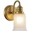 Image de Applique de salle de bain dorée avec abat-jour en verre Swell 1xG9 3W Quoizel