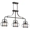Image de Lustre Trilogy, bronze vieilli, 3xE27x60W, verre, dimensions : 186,4 x 96,5 x 25,4 cm, IP20, Quoizel